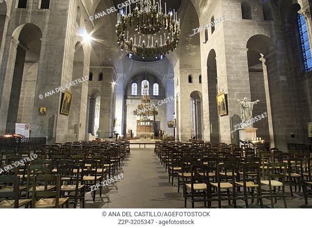 Perigueux, New Aquitaine, Dordogne France on December 7, 2018: Perigueux's wonderful Byzantine cathedral interior