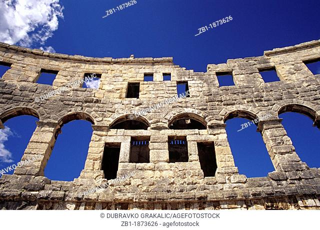 Ancient stone colosseum Arena Pula Istria Croatia