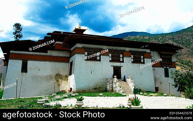 panorama view to Semtokha Dzong at Thimphu, Bhutan