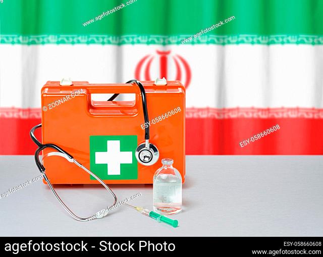 First aid kit with stethoscope and syringe - Iran