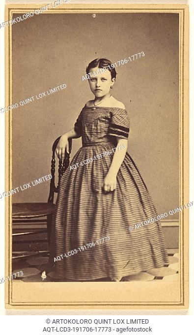 Unidentified young woman standing, one arm resting on chair back, L. Gray (American, active Williamsburg, Viriginia 1860s), 1865–1870, Albumen silver print
