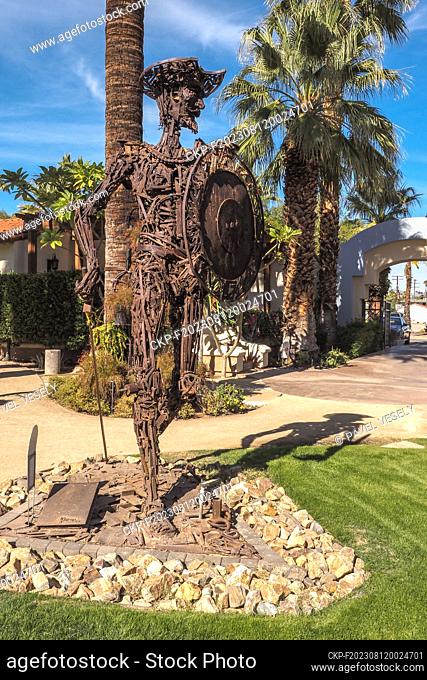 Iron statue of Don Quixote de la Mancha in park in Palm Springs, USA, November 23, 2022. (CTK Photo/Pavel Vesely)