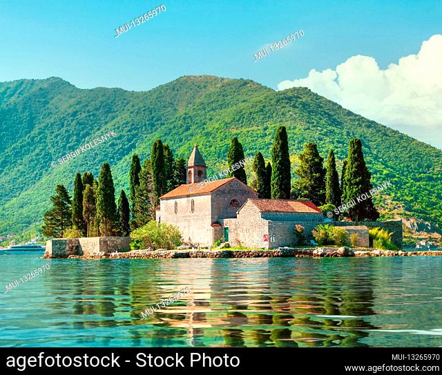 Beautiful mediterranean landscape. St. George Island near town Perast