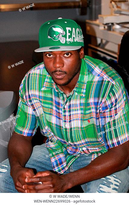 Philadelphia Eagles cornerback Byron Maxwell meet and greet at the Mitchel and Ness store Featuring: Byron Maxwell Where: Philadelphia, Pennsylvania