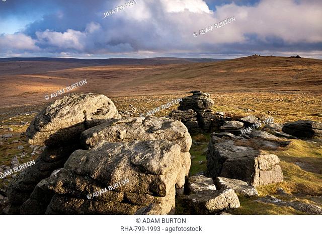 High Willhays, the highest summit in Southern Britain, viewed from Yes Tor, Dartmoor National Park, Devon, England, United Kingdom, Europe