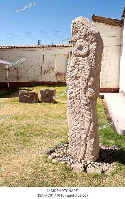 Peru, Pukara. Inca stelas at the Archeological Museum