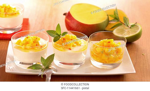 Quark mousse with a chilli and mango salsa