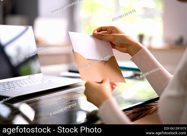 Receive Business Correspondence. Feedback And Commercial Proposal Post In Envelope