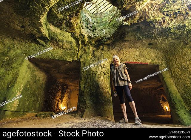 galeria subterranea, castillo de San Felipe, siglo XVI , boca del puerto de Mahón, municipio de Villacarlos, Menorca, balearic islands, Spain