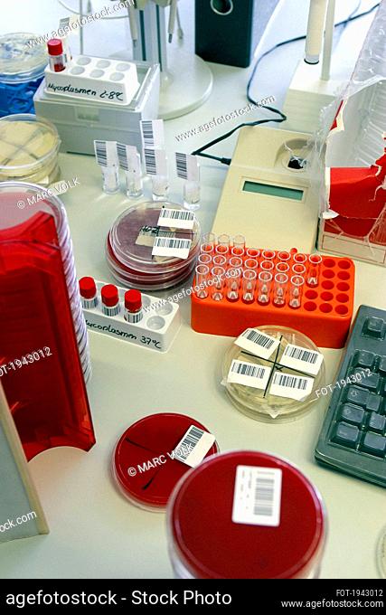 Barcoded scientific equipment in laboratory