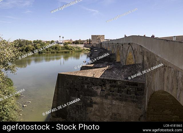 """ VIEW OF THE ROMAN BRIDGE AND THE TOWER OF CALAHORRA "" CORDOBA CITY SOME PLACES AND PEOPLE SPAIN