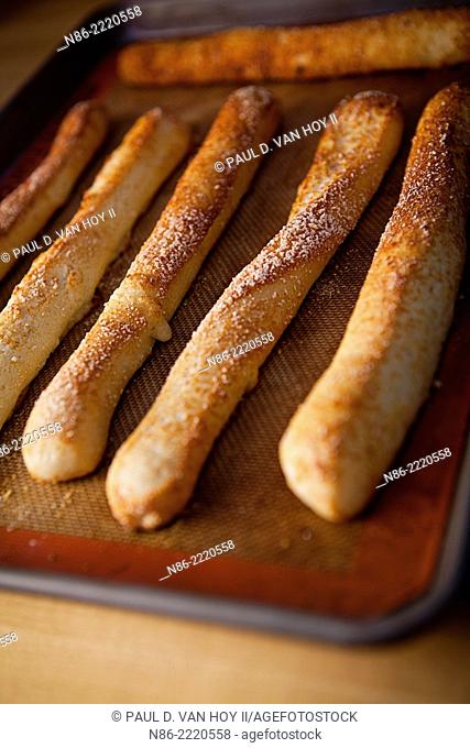 fresh homemade breadsticks with parmesan
