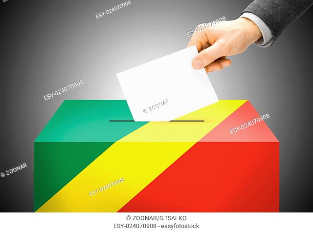Voting concept - Ballot box painted into national flag colors - Democratic Republic of the Congo