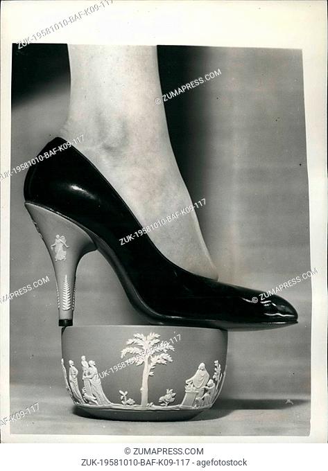 Oct. 10, 1958 - Spring shoes by Rayne. The 'Wedgewood' collection for export: Mr. Edward Rayne the famous London shoe designer has produced what he calls his...