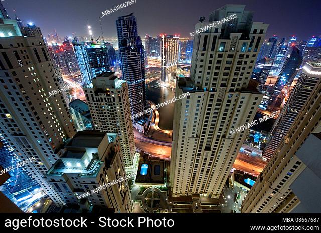 View of Marina and Jumeirah Beach Residences, New Dubai, United Arab Emirates