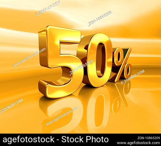 Gold Sale -50%, Gold Percent Off Discount Sign, Sale Banner Template, Special Offer -50% Off Discount Tag, Minus Fifty Percent Sticker, Gold Sale Symbol