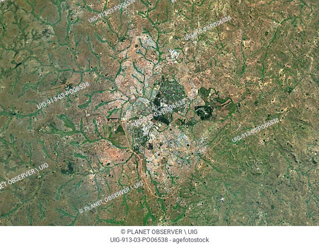 Colour satellite image of Lilongwe, Malawi. Image taken on May 10, 2014 with Landsat 8 data
