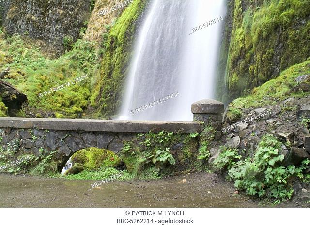 , Wahkeena Falls Oregon Historic Columbia River Scenic Highway corridor byway hwy 30 OR Columbia River Gorge National Scenic area waterfall