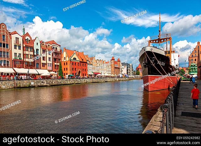 City view of Gdansk, Poland, Motlawa River
