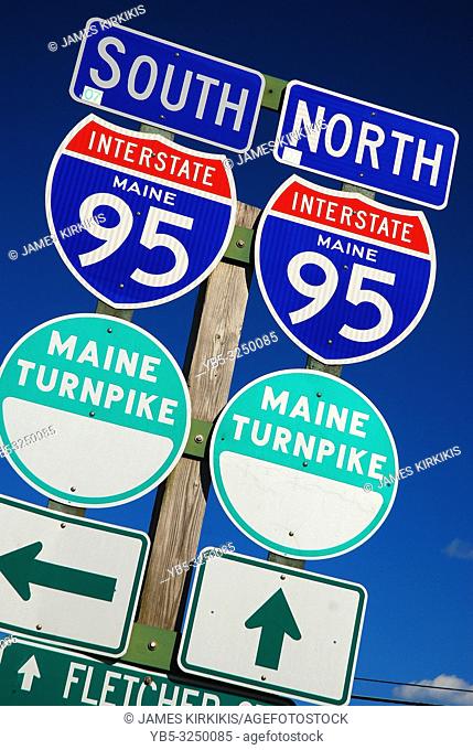 Signs give direction on Interstate 95 in Maine