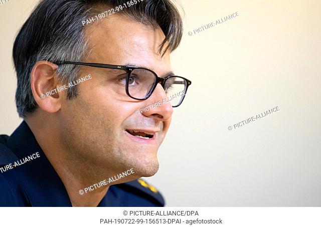 22 July 2019, Bavaria, Munich: Marcus da Gloria Martins, Press Officer of the Munich Police, attends a press conference. A 41-year-old girl and her daughter...