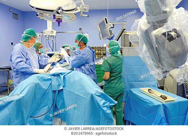 Operating room, Prostate cancer robotic surgery, Da Vinci surgical robot, Urology, Hospital Donostia, San Sebastian, Gipuzkoa, Basque Country, Spain