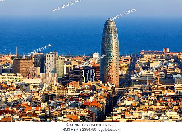 Spain, Catalonia, Barcelona, Torre Agbar (Agbar Tower)