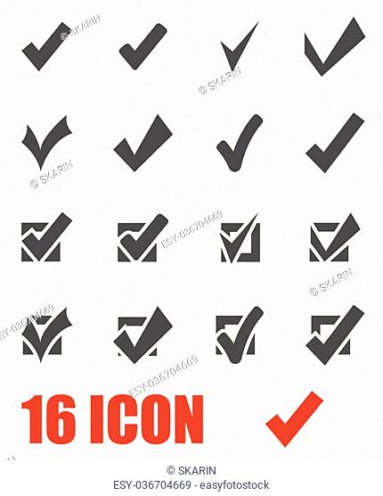 Vector grey confirm icon set on white background