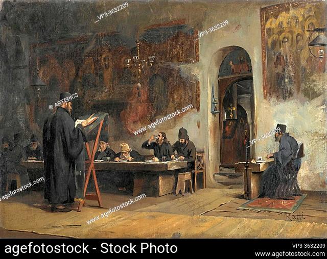 Ralli Theodore Jacques - Refectory in a Greek Monastery Athos - French School - 19th and Early 20th Century