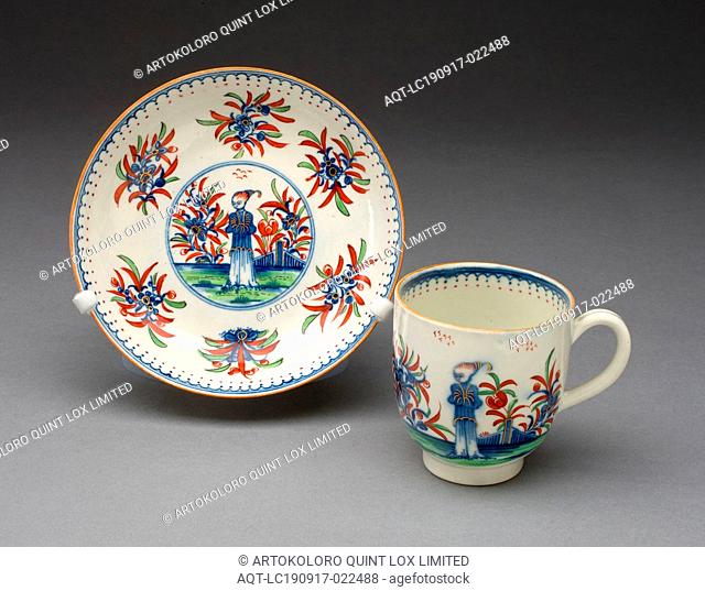 Teacup and Saucer, c. 1770, Worcester Porcelain Factory, Worcester, England, founded 1751, Worcester, Soft-paste porcelain, underglaze blue