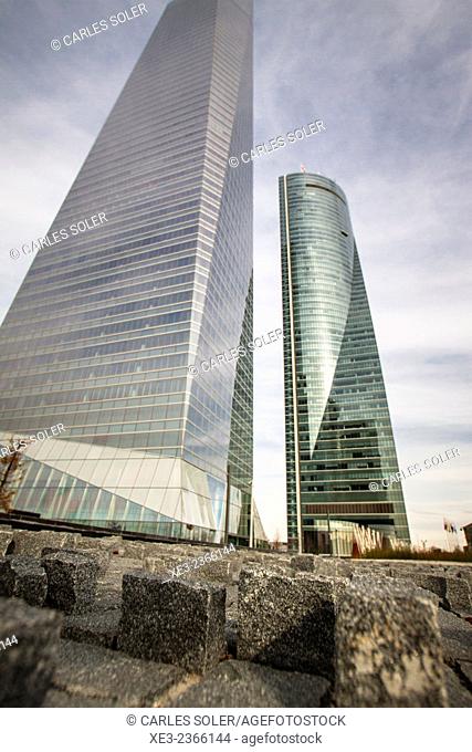 Torre de Cristal and Torre Espacio. Cuatro Torres Business Area (Four Towers Business Area). Paseo de la Castellana. Madrid. Spain