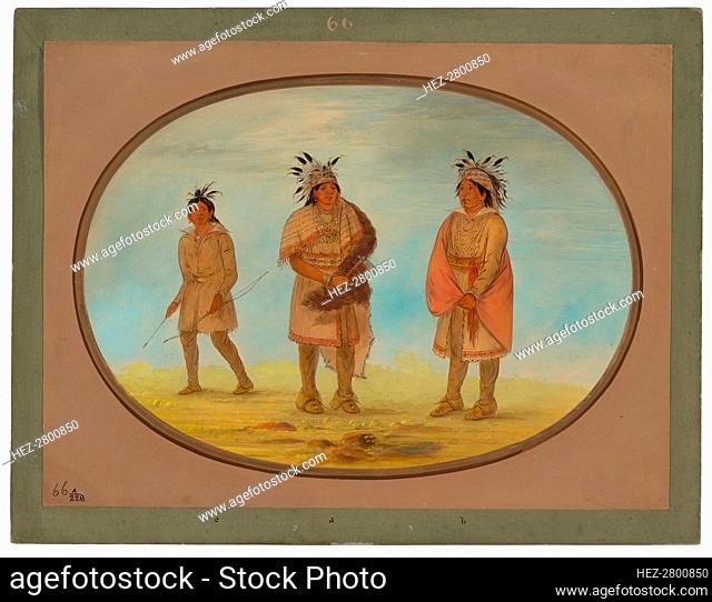 Two Weeah Warriors and a Woman, 1861/1869. Creator: George Catlin