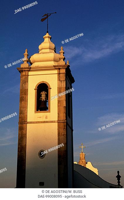 Bell tower of Our Lady of the Conception church at sunset, 1782, Albufeira, Algarve. Portugal, 18th century