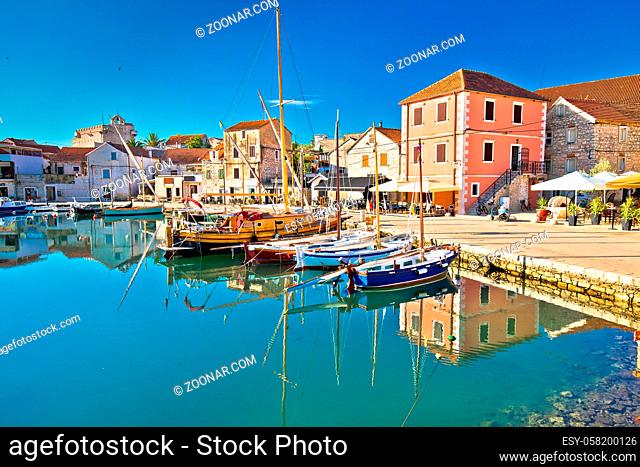 Town of Vrboska on Hvar island waterfront view, archipelago of Dalmatia, Croatia