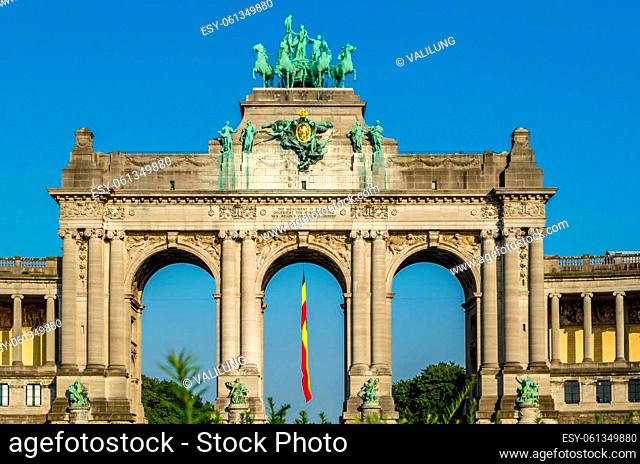 View of the Cinquantenaire Arch constructed in 1905, located in the Cinquantenaire Park(French for ""Fiftieth Anniversary"")