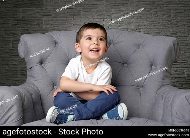 Little boy on sofa