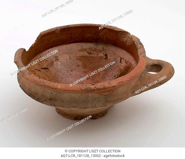 Earthenware bowl, orange shard, internally glazed, horizontal sausage ear, porcelain crockery holder earth discovery ceramics earthenware glaze lead glaze