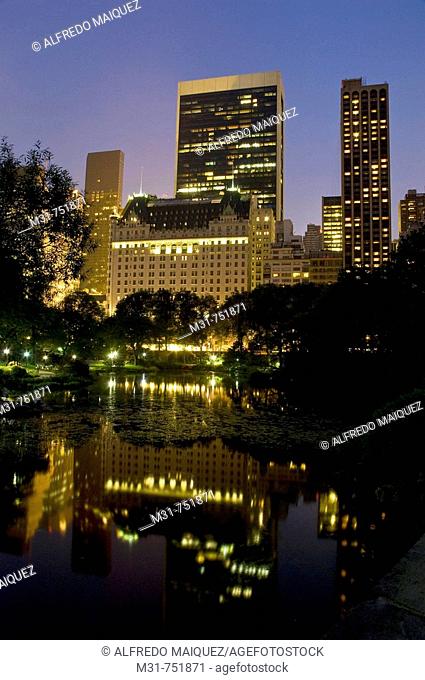 The Plaza Hotel from The Pond, Central Park, Manhattan, New York, USA, 2008