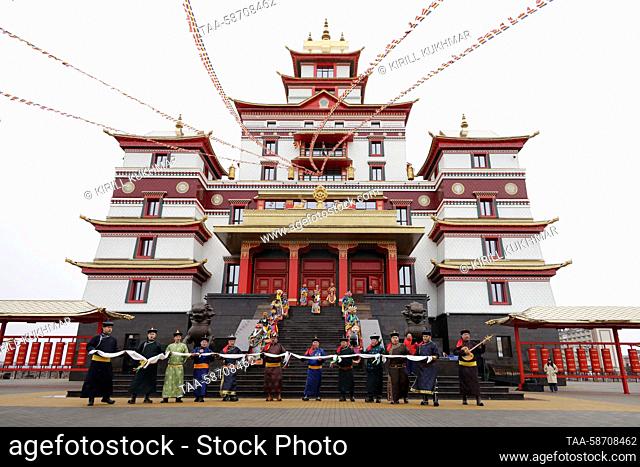 RUSSIA, KYZYL - APRIL 28, 2023: The opening of the Tubten Shedrub Ling monastery, the biggest Buddhist monastery in Russia