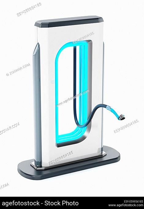 Generic electric vehicle charging station with a cord. 3D illustration