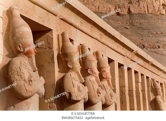 statues of Osiris at Mortuary Temple of Hatshepsut, Egypt, Theben-West, Luxor