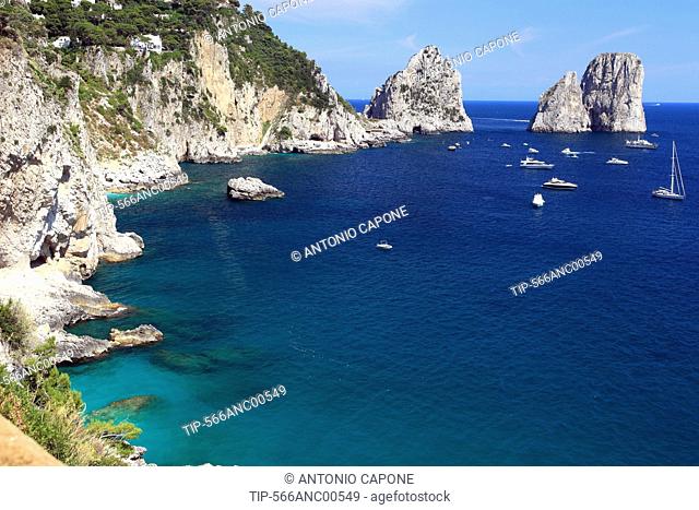 Italy, Campania, Capri, the Faraglioni