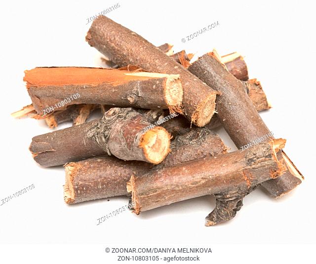 pile of firewood isolated on white background