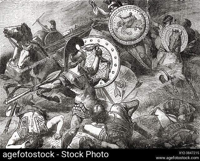 Epaminondas saves the life of Pelopidas during the siege of Mantinea, 385 BC. Epaminondas, c. â. ‰418 BC â. “ 362 BC. Greek general of Thebes and statesman