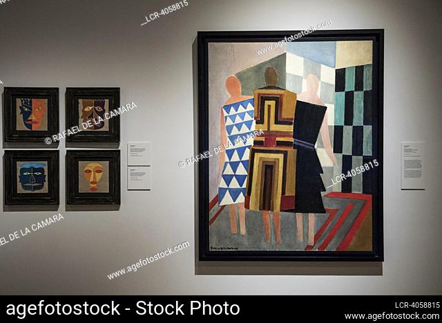 THE ARTIST SONIA DELAUNAY WITH THREE WOMEN, SHAPES, COLORS AT EXHIBITION ""IN THE EYE OF THE HURRICANE"". VANGUARD IN UKRAINE