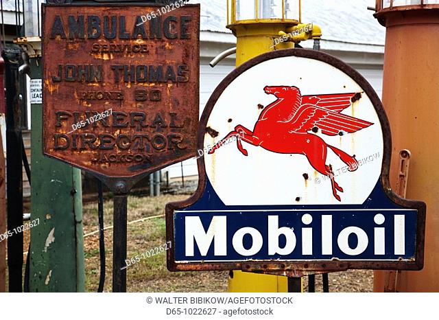 USA, Alabama, Mooresville, old gasoline station signs