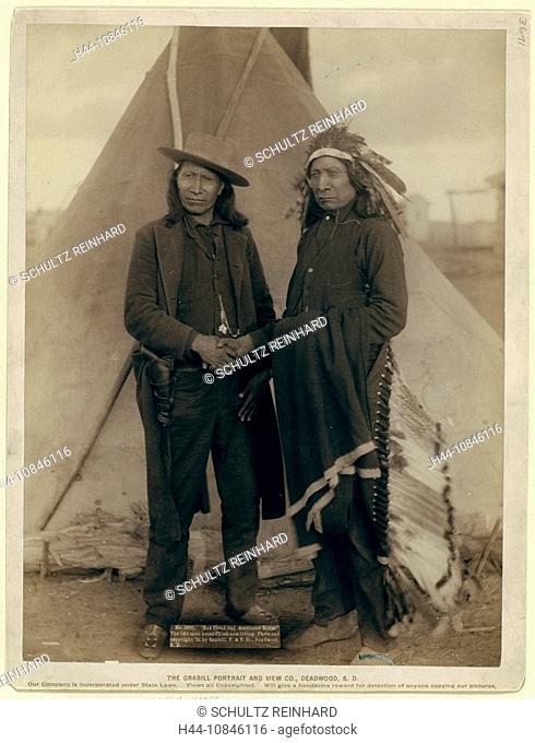 USA. Indians, Wild West, Red Cloud, American Horse, chiefs, 1891, tipi, United States of America, history, historic, h