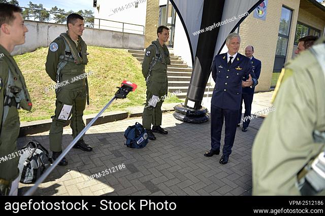 King Philippe - Filip of Belgium pictured during a royal visit to the military air base in Kleine-Brogel, Peer, Wednesday 24 June 2020