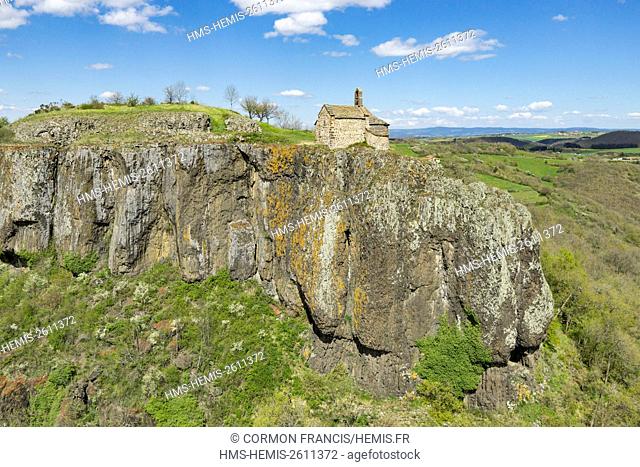France, Cantal, Massiac, Sainte Madeleine chapel of Chalet, the thirteenth and fourteenth centuries (aerial view)