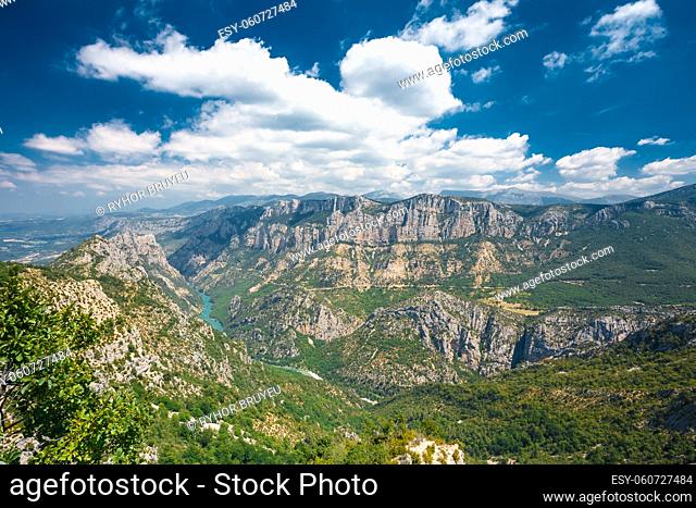 Landscape of the Gorges Du Verdon in south-eastern France. Provence-Alpes-Cote d'Azur